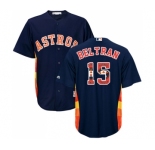 Men's Majestic Houston Astros #15 Carlos Beltran Authentic Navy Blue Team Logo Fashion Cool Base MLB Jersey