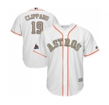 Men's Majestic Houston Astros #19 Tyler Clippard Replica White 2018 Gold Program Cool Base MLB Jersey