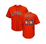 Men's Majestic Houston Astros #33 Mike Scott Authentic Orange Team Logo Fashion Cool Base MLB Jersey