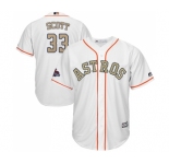 Men's Majestic Houston Astros #33 Mike Scott Replica White 2018 Gold Program Cool Base MLB Jersey