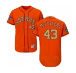 Men's Majestic Houston Astros #43 Lance McCullers Orange Alternate 2018 Gold Program Flex Base Authentic Collection MLB Jersey