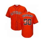 Men's Majestic Houston Astros #50 J.R. Richard Authentic Orange Team Logo Fashion Cool Base MLB Jersey