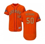 Men's Majestic Houston Astros #50 J.R. Richard Orange Alternate 2018 Gold Program Flex Base Authentic Collection MLB Jersey