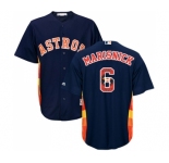 Men's Majestic Houston Astros #6 Jake Marisnick Authentic Navy Blue Team Logo Fashion Cool Base MLB Jersey