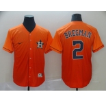 Men's Nike Houston Astros #2 Alex Bregman Orange Drift Fashion MLB Jersey