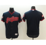 Men Cleveland Indians Blank Majestic Navy 2016 Independence Day Stars & Stripes Flex Base Team Jersey