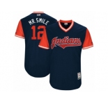 Men's 2017 Little League World Series Indians Francisco Lindor #12 Mr. Smile Navy Jersey