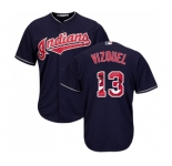Men's Cleveland Indians #13 Omar Vizquel Authentic Navy Blue Team Logo Fashion Cool Base Baseball Jersey