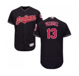 Men's Cleveland Indians #13 Omar Vizquel Navy Blue Alternate Flex Base Authentic Collection Baseball Jersey