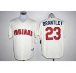 Men's Cleveland Indians #23 Michael Brantley Majestic Cream Official Cool Base Player Jersey