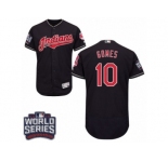 Men's Majestic Cleveland Indians #10 Yan Gomes Navy Blue 2016 World Series Bound Flexbase Authentic Collection MLB Jersey