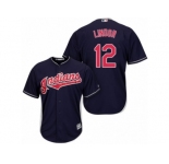 Men's Majestic Cleveland Indians #12 Francisco Lindor Authentic Navy Blue Alternate 1 Cool Base MLB Jersey