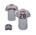 Men's Majestic Cleveland Indians #28 Corey Kluber Grey 2016 World Series Bound Flexbase Authentic Collection MLB Jersey