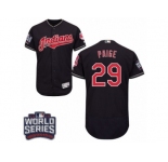 Men's Majestic Cleveland Indians #29 Satchel Paige Navy Blue 2016 World Series Bound Flexbase Authentic Collection MLB Jersey