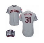 Men's Majestic Cleveland Indians #31 Danny Salazar Grey 2016 World Series Bound Flexbase Authentic Collection MLB Jersey
