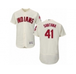 Men's Majestic Cleveland Indians #41 Carlos Santana Cream Flexbase Authentic Collection MLB Jersey