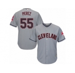 Men's Majestic Cleveland Indians #55 Roberto Perez Replica Grey Road Cool Base MLB Jersey