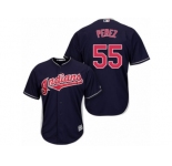 Men's Majestic Cleveland Indians #55 Roberto Perez Replica Navy Blue Alternate 1 Cool Base MLB Jersey