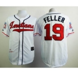 mlb jerseys cleveland indians #19 feller white[m&n]