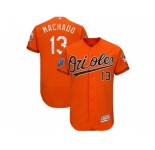 Men Baltimore Orioles #13 Manny Machado Majestic Orange 2018 Spring Training Flex Base Player Jersey