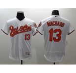 Men Baltimore Orioles #13 Manny Machado Majestic White Flexbase Authentic Collection Player Jersey