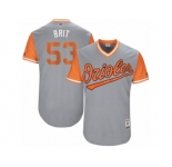 Men's 2017 Little League World Series Orioles #53 Zach Britton Brit Gray Jersey