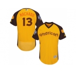Men's Majestic Baltimore Orioles #13 Manny Machado Yellow 2016 All-Star American League BP Authentic Collection Flex Base MLB Jersey