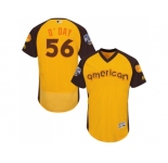 Men's Majestic Baltimore Orioles #56 Darren O'Day Yellow 2016 All-Star American League BP Authentic Collection Flex Base MLB Jersey