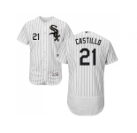 Men Chicago White Sox #21 Welington Castillo White(Black Strip) Flexbase Authentic Collection Stitched MLB Jersey