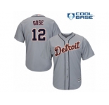 Men's Majestic Detroit Tigers #12 Anthony Gose Replica Grey Road Cool Base MLB Jersey