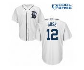 Men's Majestic Detroit Tigers #12 Anthony Gose Replica White Home Cool Base MLB Jersey