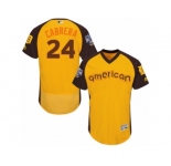 Men's Majestic Detroit Tigers #24 Miguel Cabrera Yellow 2016 All-Star American League BP Authentic Collection Flex Base MLB Jersey