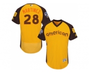 Men's Majestic Detroit Tigers #28 J. D. Martinez Yellow 2016 All-Star American League BP Authentic Collection Flex Base MLB Jersey