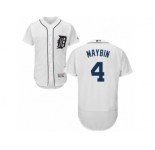 Men's Majestic Detroit Tigers #4 Cameron Maybin White Flexbase Authentic Collection MLB Jersey