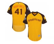 Men's Majestic Detroit Tigers #41 Victor Martinez Yellow 2016 All-Star American League BP Authentic Collection Flex Base MLB Jersey