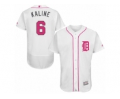 Men's Majestic Detroit Tigers #6 Al Kaline Authentic White 2016 Mother's Day Fashion Flex Base MLB Jersey