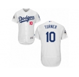 Los Angeles Dodgers #10 Justin Turner Authentic White Home 2017 World Series Bound Flex Base MLB Jersey