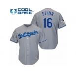 Los Angeles Dodgers #16 Andre Ethier Replica Grey Road 2017 World Series Bound Cool Base MLB Jersey