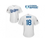 Los Angeles Dodgers #18 Kenta Maeda Replica White Home 2017 World Series Bound Cool Base MLB Jersey