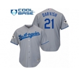 Los Angeles Dodgers #21 Yu Darvish Replica Grey Road 2017 World Series Bound Cool Base MLB Jersey