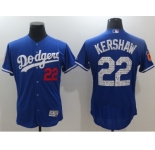 Los Angeles Dodgers #22 Clayton Kershaw Royal 2017 Spring Training Flexbase Authentic Collection Stitched Baseball Jersey