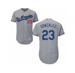 Los Angeles Dodgers #23 Adrian Gonzalez Authentic Grey Road 2017 World Series Bound Flex Base MLB Jersey