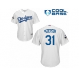 Los Angeles Dodgers #31 Joc Pederson Replica White Home 2017 World Series Bound Cool Base MLB Jersey