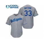 Los Angeles Dodgers #33 Tony Watson Replica Grey Road 2017 World Series Bound Cool Base MLB Jersey