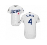 Los Angeles Dodgers #4 Babe Herman Authentic White Home 2017 World Series Bound Flex Base MLB Jersey