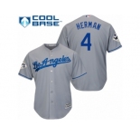 Los Angeles Dodgers #4 Babe Herman Replica Grey Road 2017 World Series Bound Cool Base MLB Jersey