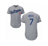 Los Angeles Dodgers #7 Julio Urias Authentic Grey Road 2017 World Series Bound Flex Base MLB Jersey