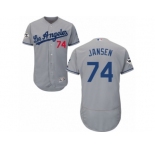 Los Angeles Dodgers #74 Kenley Jansen Authentic Grey Road 2017 World Series Bound Flex Base MLB Jersey