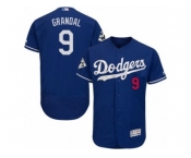 Los Angeles Dodgers #9 Yasmani Grandal Authentic Royal Blue Alternate 2017 World Series Bound Flex Base MLB Jersey