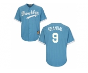 Los Angeles Dodgers #9 Yasmani Grandal Light Blue Cooperstown Throwback Stitched Baseball Jersey